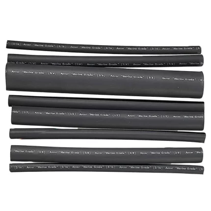 Adhesive Lined Heat Shrink Tubing - Assorted 8-Pack, 6", 20-2/0 AWG, Black