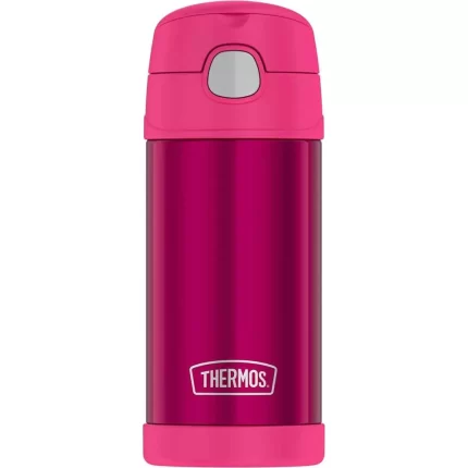 FUNtainer Stainless Steel Insulated Pink Water Bottle w/Straw - 12oz
