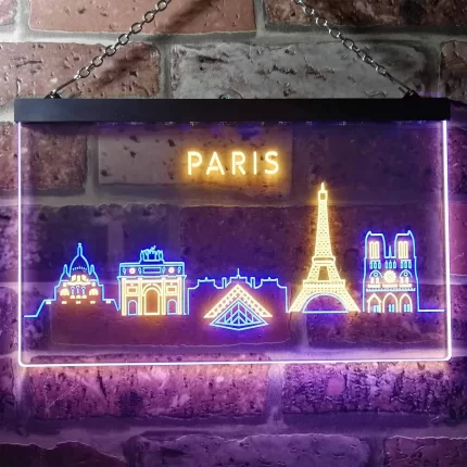 Paris City Skyline LED Light Sign