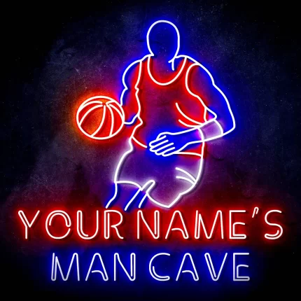 Custom Ultra-Bright Basketball Man Cave LED Sign with Remote (Neon-Style, LED Technology)