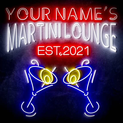 Custom Ultra-Bright Martini Lounge Bar LED Sign with Remote (Neon-Style, LED Technology)
