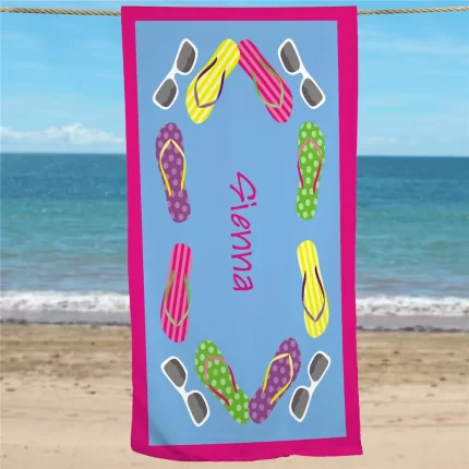 Flip Flop Print Personalized Beach Towel