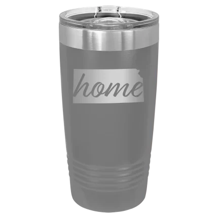 Personalized Kansas Home 20 oz Tumbler - Dark Gray