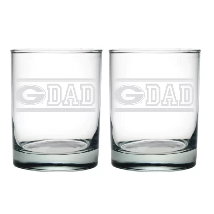 14oz Georgia Bulldogs Etched Dad DOF 2 Pack