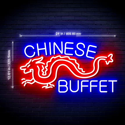 Dragon Chinese Buffet Restaurant Ultra-Bright LED Sign with Remote (Neon-Style, LED Technology)