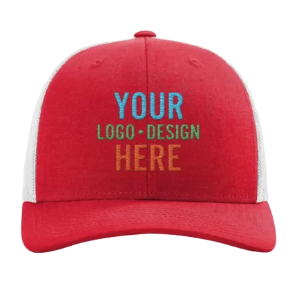 Embroidered Richardson 115 Low Pro Trucker Hat - Red Heather Gray