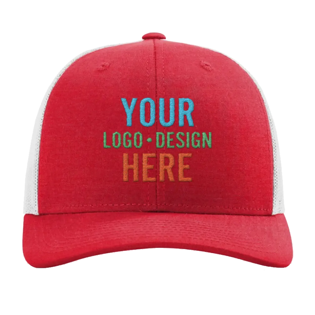 6uEmbroidered-Richardson-115-Low-Pro-Trucker-Hat-Red-Heather-Gray