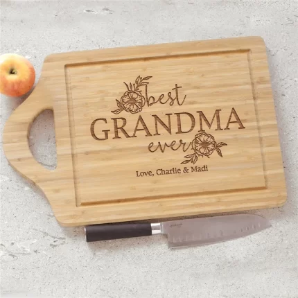 Engraved Best Grandma Ever Cutting Board - Personalized Kitchen Gift