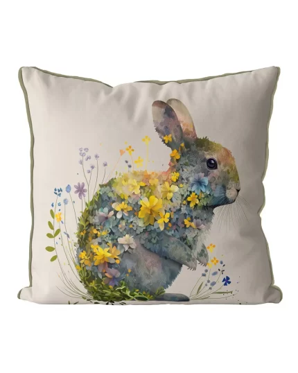 Rabbit 1 Floral Essence Animal Easter Cushion / Throw Pillow