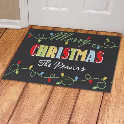 Christmas Lights Personalized Doormat - Custom Holiday Welcome Mat