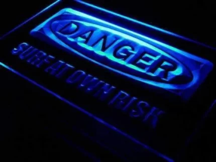 Danger Surf at Own Risk Beach LED Light Sign