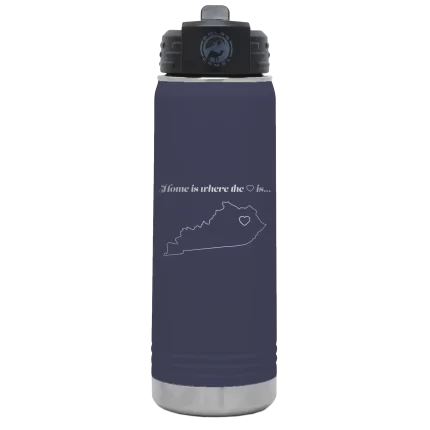 Personalized Kentucky Heart 20 oz Water Bottle - Navy