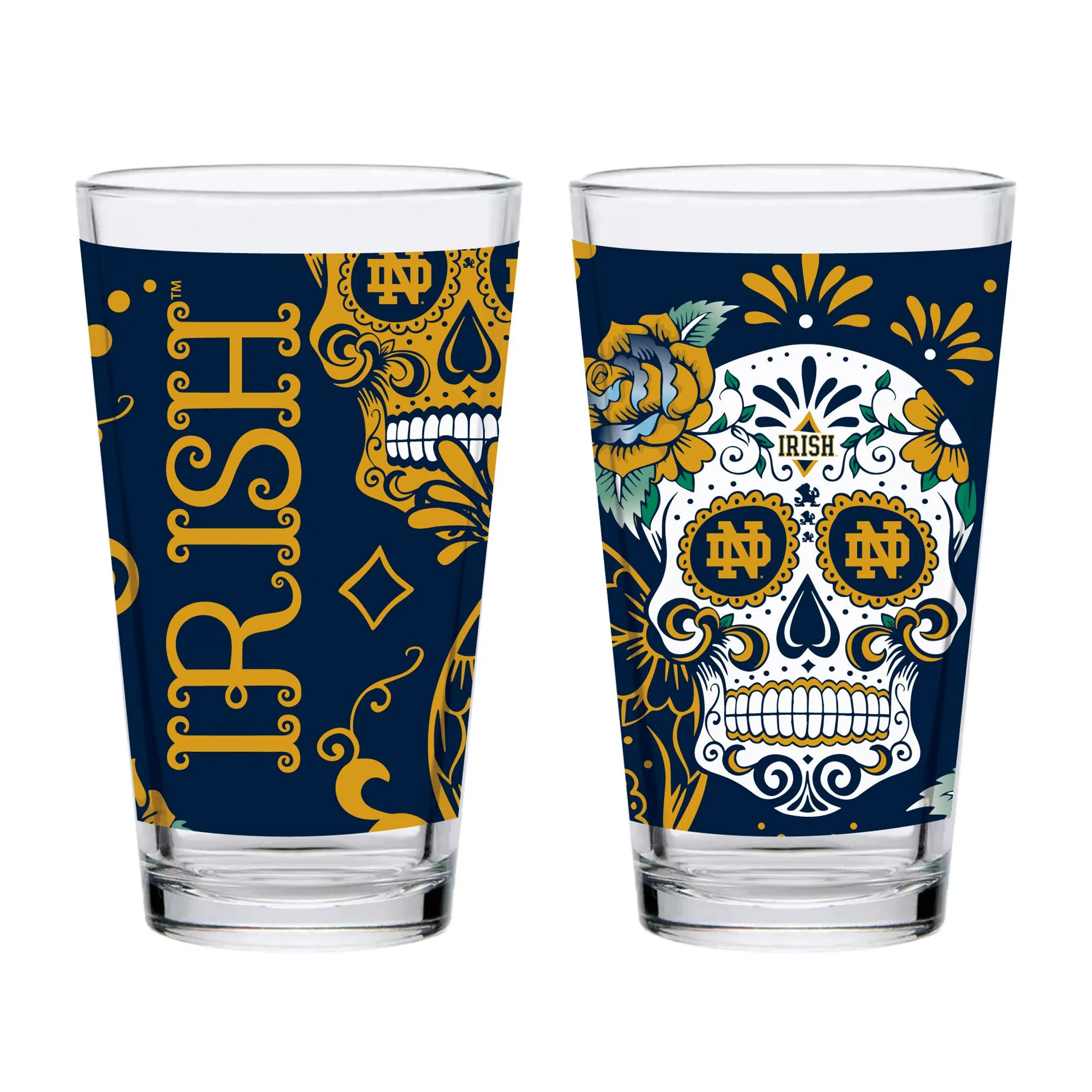 6wSet-of-2-Notre-Dame-Fighting-Irish-Dia-de-los-Muertos-Pint-Glasses