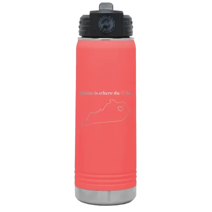 Personalized Kentucky Heart 20 oz Water Bottle - Coral