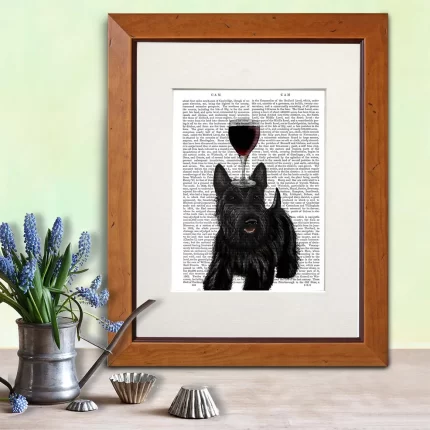 Scottish Terrier, Dog Au Vin, Book Print, Dog Art Print, Wall Art