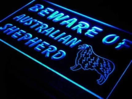 Beware of Australian Shepherd LED Light Sign