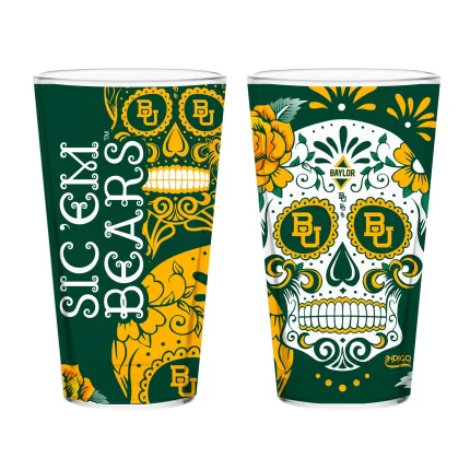 Set of 2 Baylor Dia de los Muertos Pint Glasses