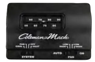 Coleman Mach 7330F3852 Analog Thermostat, Heat/Cool, Wall Mount, Black