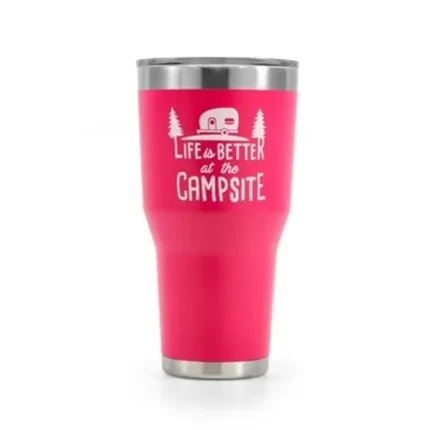 Life is Better at The Campsite Stainless Steel 30 oz. Tumbler Coral Pink