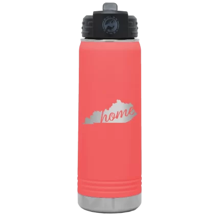 Personalized Kentucky Home 20 oz Water Bottle - Coral