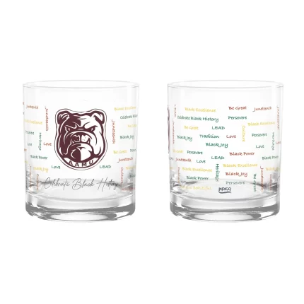 Set of 2 Alabama A&M Bulldogs 14oz BHM Rocks Glasses
