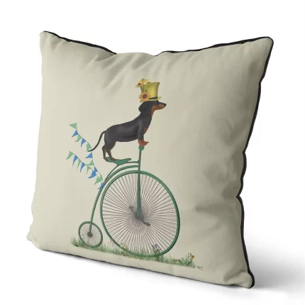 Dachshund on Penny Farthing, Cushion / Throw Pillow