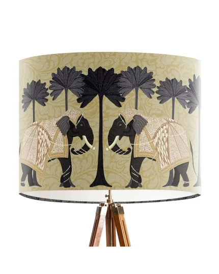 Elephant Under Palms Gold, Animalia, Lamp shade, Drum, Pendant Lighting