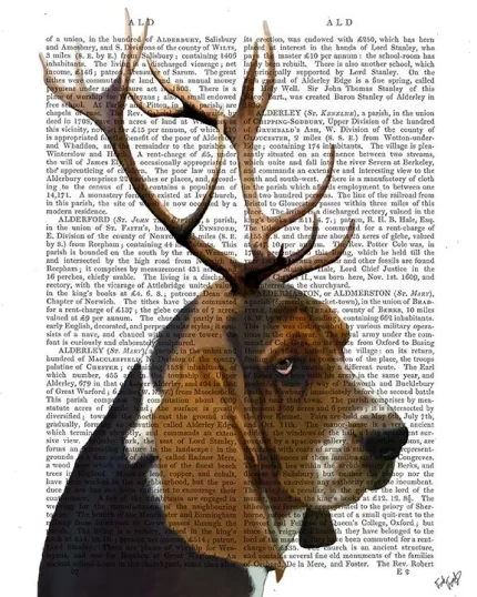 Basset Hound and Antlers, Book Print, Dog Art Print, Wall Art