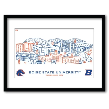 Boise State Broncos Framed Campus Line Wall Art 11" x 14"