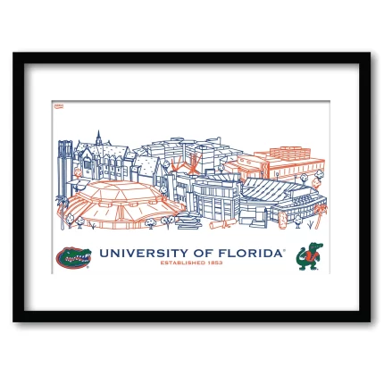 Florida Gators Framed Campus Line Wall Art 11" x 14"