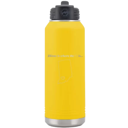 Personalized Indiana Heart 32 oz Water Bottle - Yellow