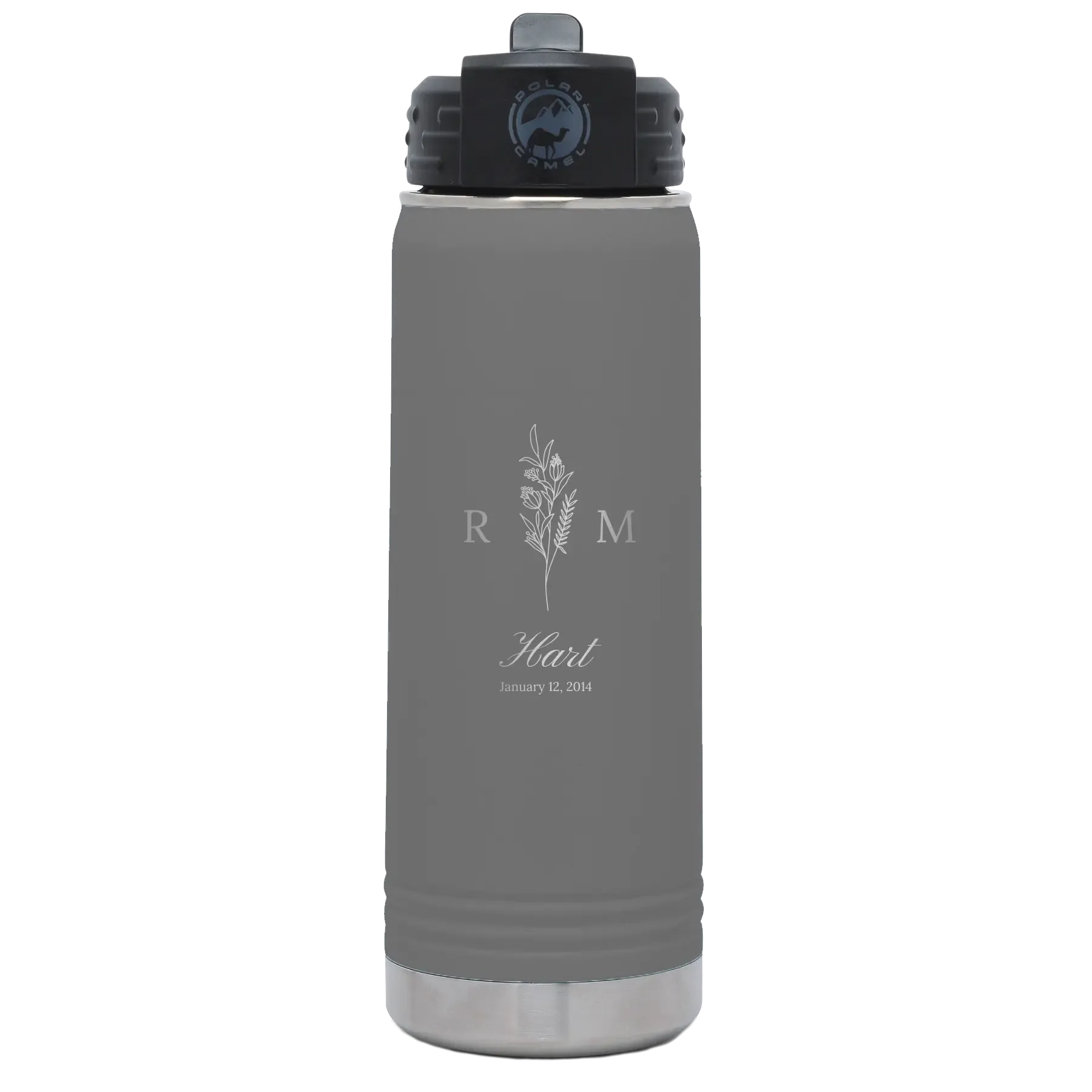 7ePersonalized-3-Lines-Initial-Last-Name-Anniversary-20-oz-Water-Bottle-Dark-Gray