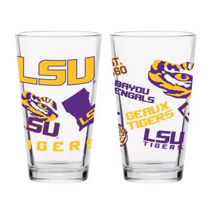 Set of 4 LSU Tigers 16oz Medley Pint Glasses