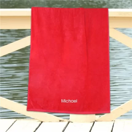 Block Font Custom Name Embroidered Beach Towel