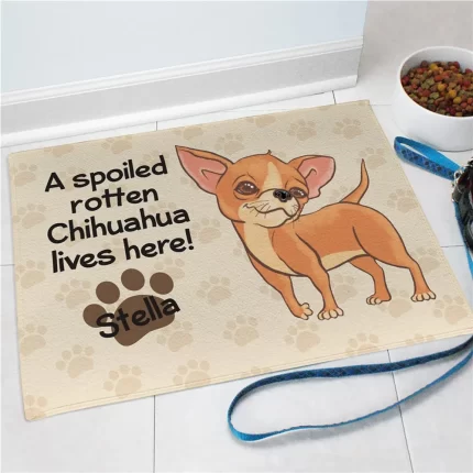 Chihuahua Spoiled Here Personalized Doormat - Custom Pet Welcome Mat