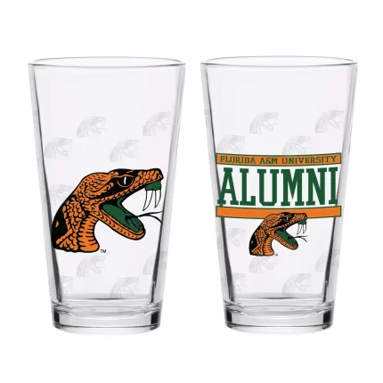 Set of 2 Florida A&M Rattlers 16oz XD Alumni Pints