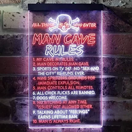 Man Cave Rule Game Room LED Light Sign
