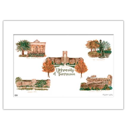 Tennessee Collage, Matted Watercolor Wall Art 16" x 20" by Laura Wilcox
