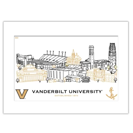 Vanderbilt Commodores Matted Campus Line Wall Art 11" x 14"