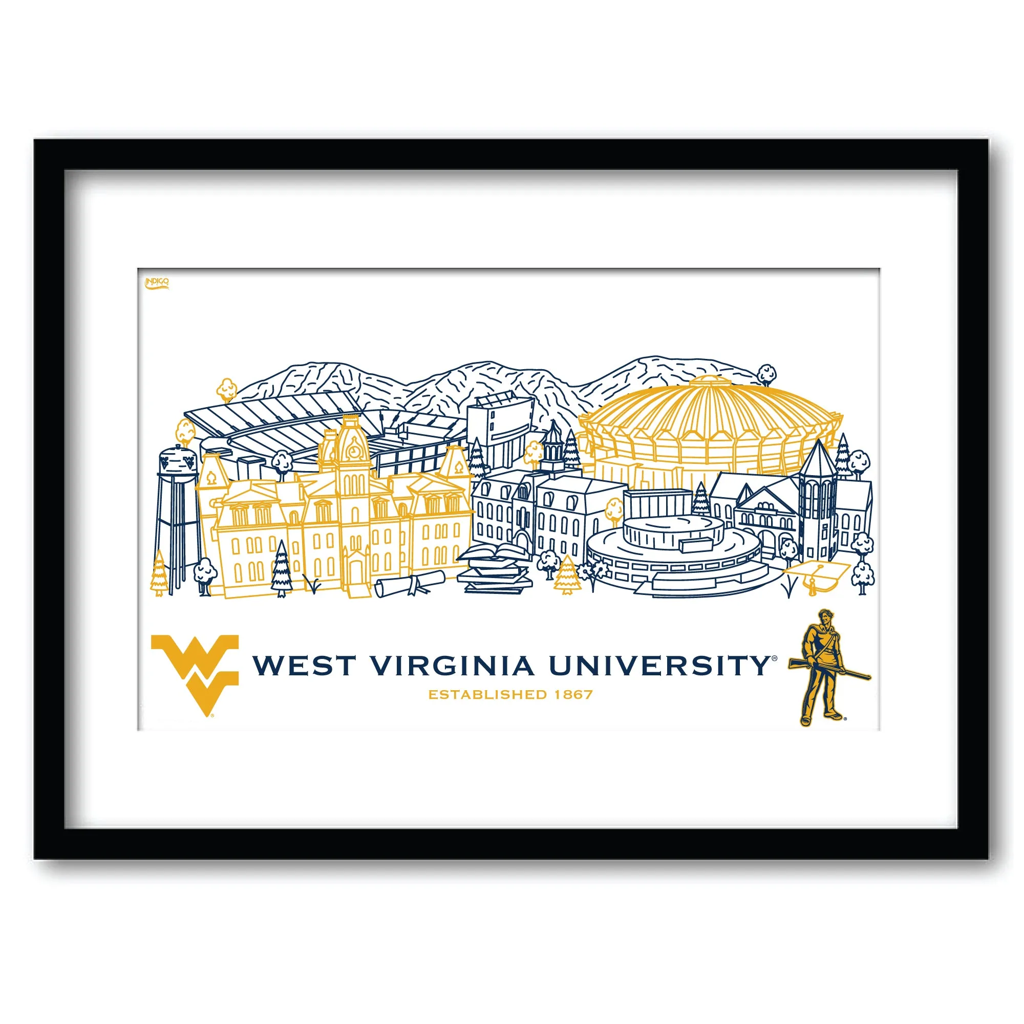 7iWest-Virginia-Mountaineers-Framed-Campus-Line-Wall-Art-11-x-14-