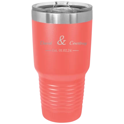Personalized 2 Lines Name Anniversary 30 oz Tumbler - Coral