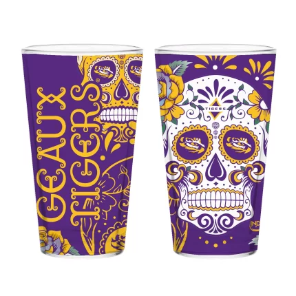 Set of 2 LSU Dia de los Muertos Pint Glasses