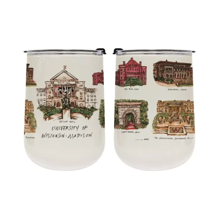 Wisconsin Badgers 18oz Stainless Steel Tumbler by Laura Wilcox