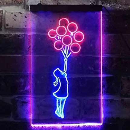 Balloon Girl Kids Room Decor LED Light Sign