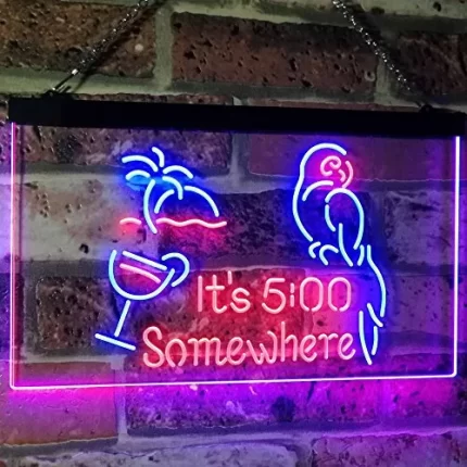 Parrot It's Five O'Clock Somewhere LED Light Sign