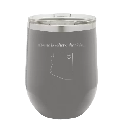 Personalized Arizona Heart Wine Cup - Dark Gray