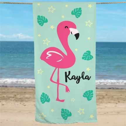 Flamingo Vibes Personalized Pool Beach Towel