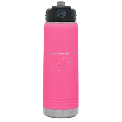 Personalized Kentucky Heart 20 oz Water Bottle - Pink