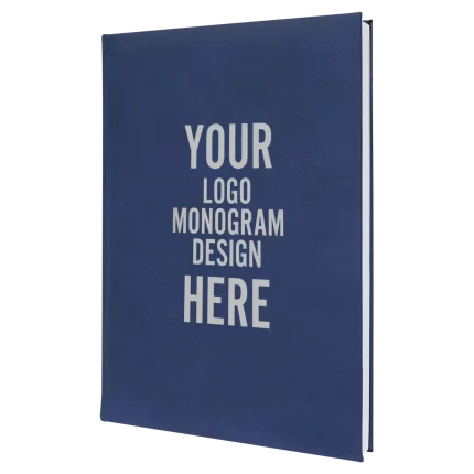 Personalized Leatherette Sketch Book 7" x 9.75" (Blank Pages) - Blue