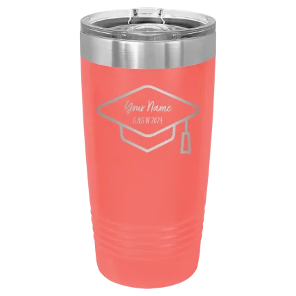 Personalized 2 lines Grad Name and Class 20 oz Tumbler - Coral